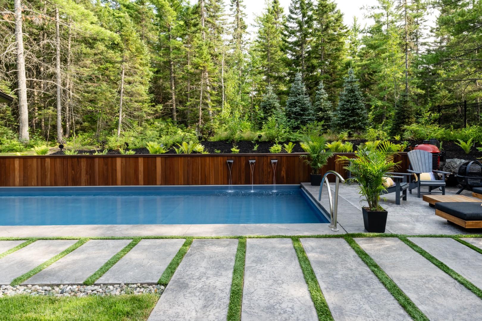 Home swimming pool with automatic cover in Lakeburn, Atlantic Canada