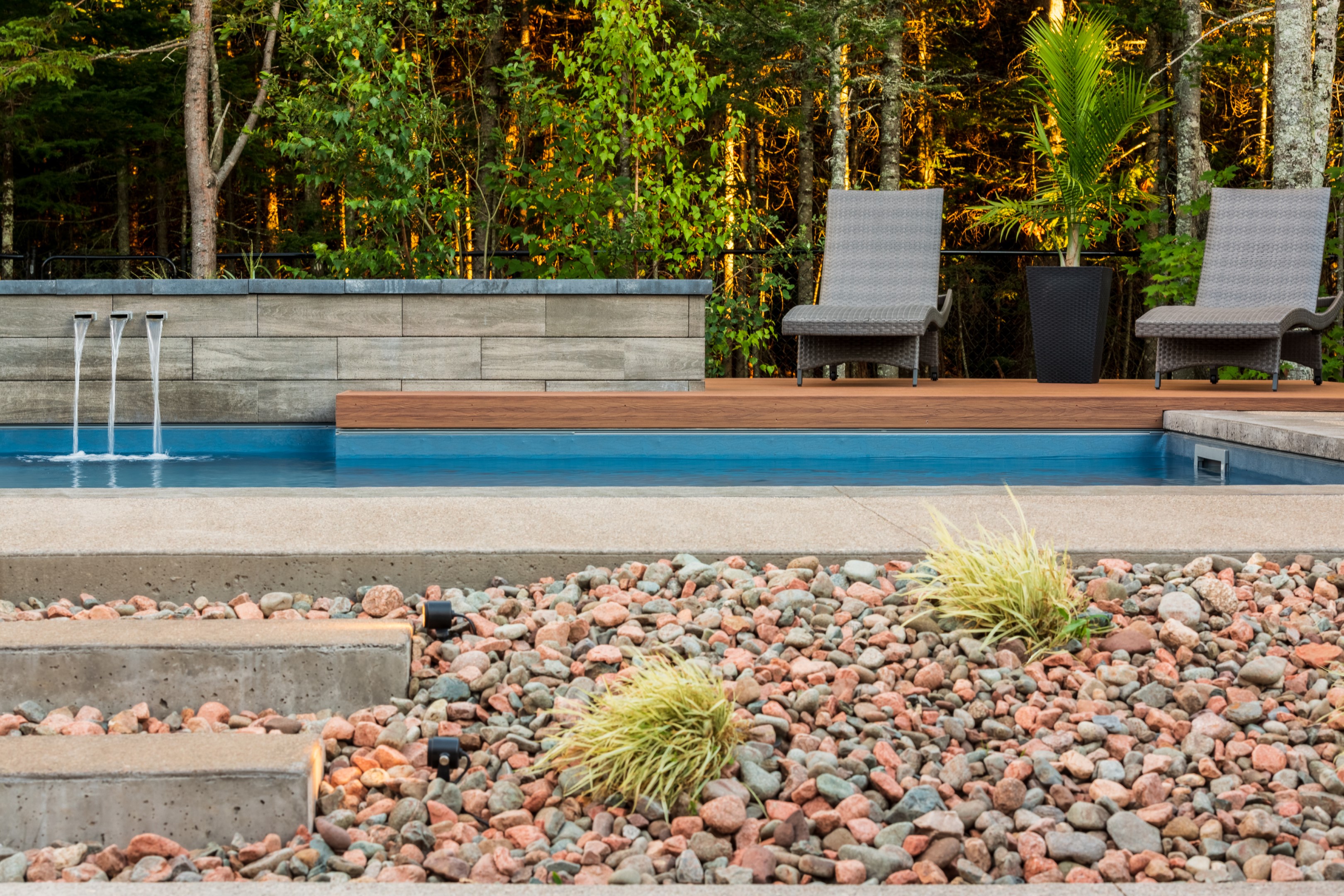 Commercial swimming pool from low angle