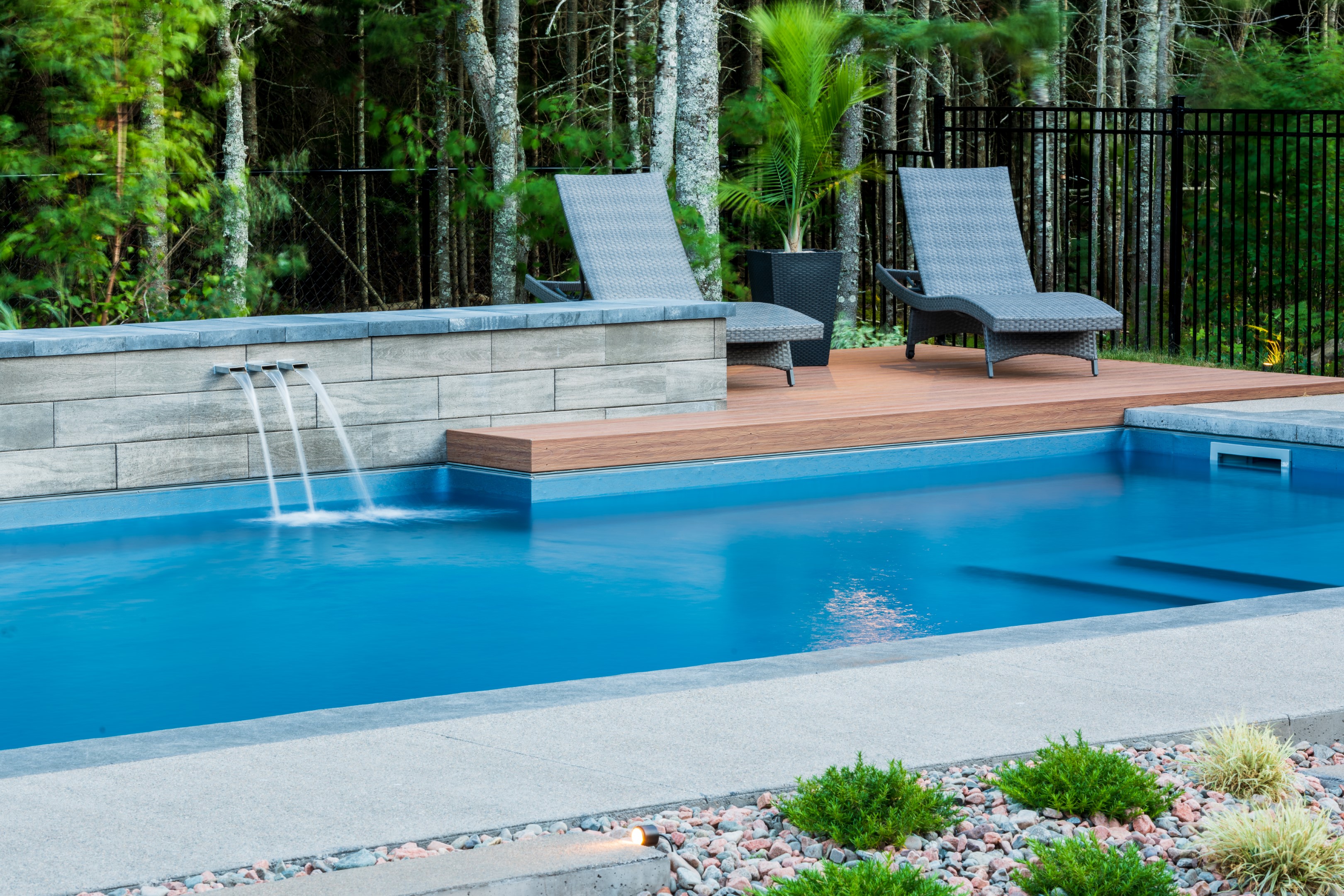 Home swimming pool in New Brunswick angled shot