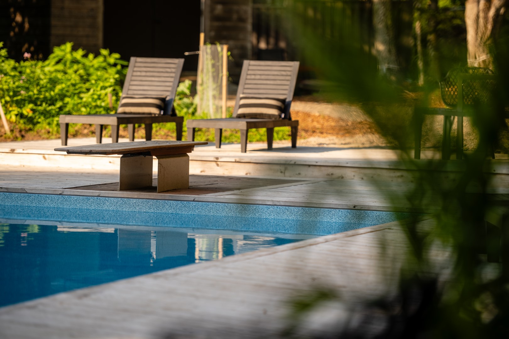 Wooden modern diving board with pool in Rothesay