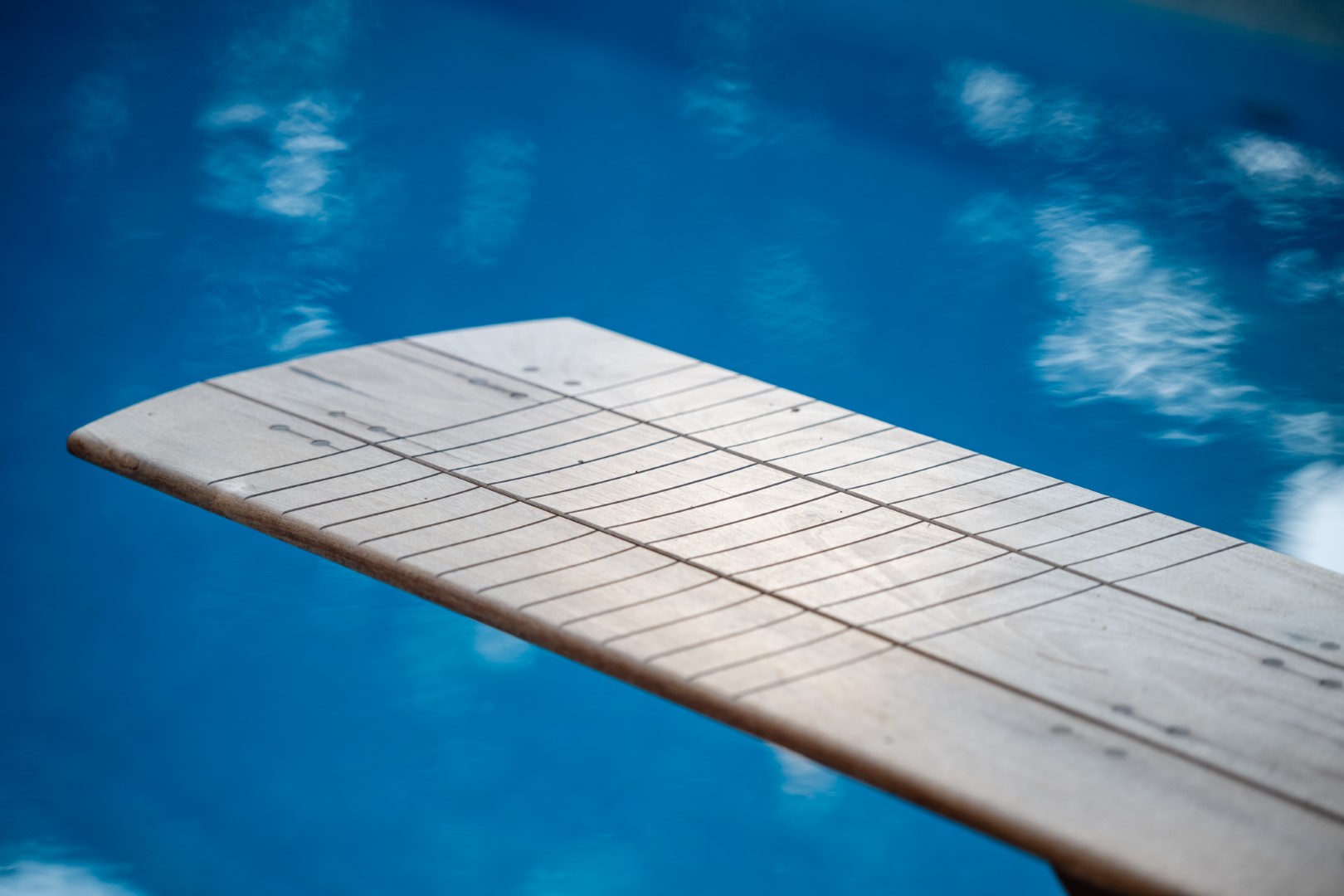 Wooden diving board as part of swimming pool installation in Rothesay