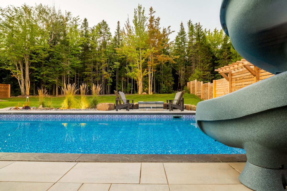 Outdoor swimming pool in NB with crystal-clear waters.